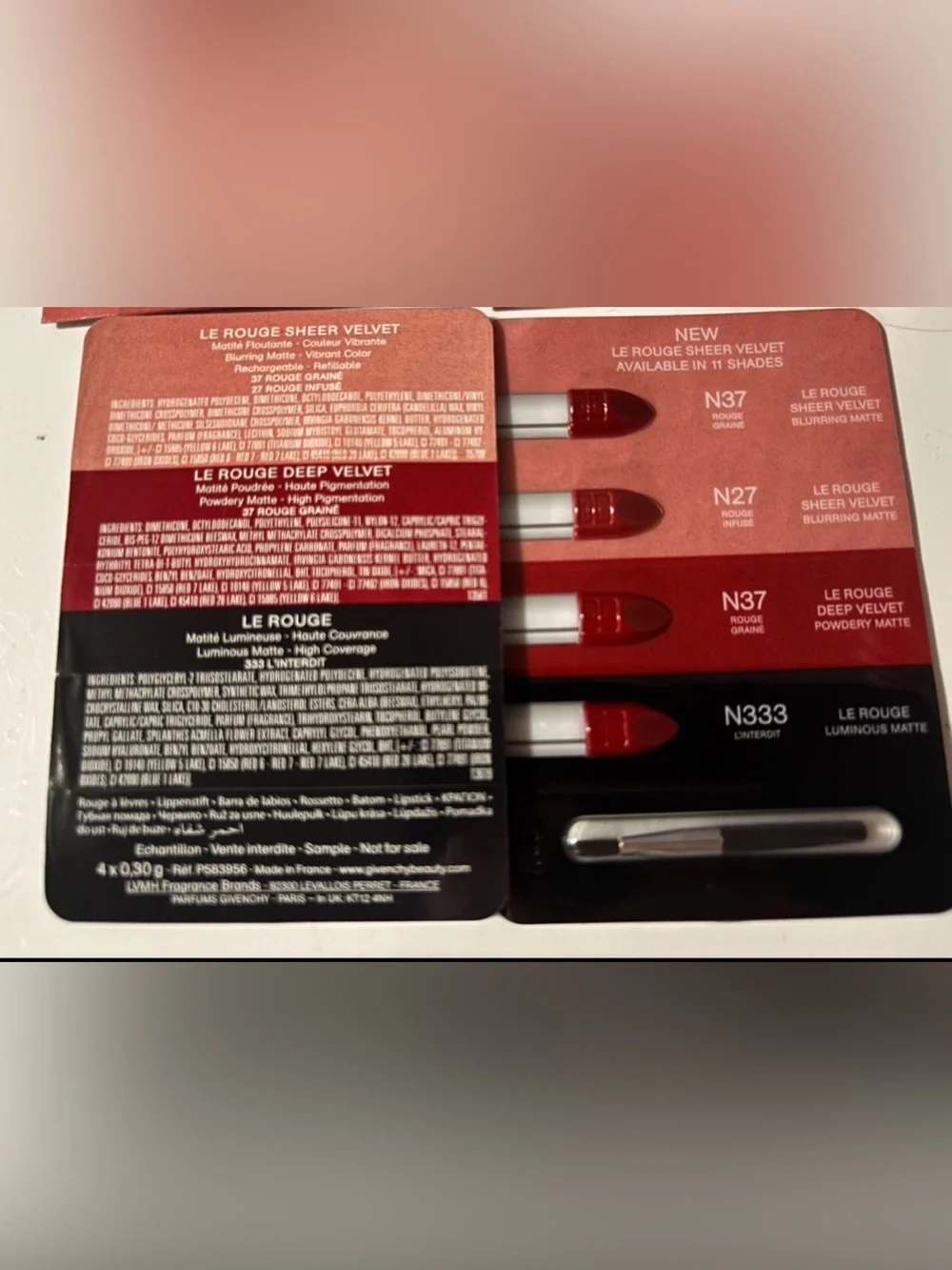 NWT Givenchy Lipstick Palette samples 4-Colors